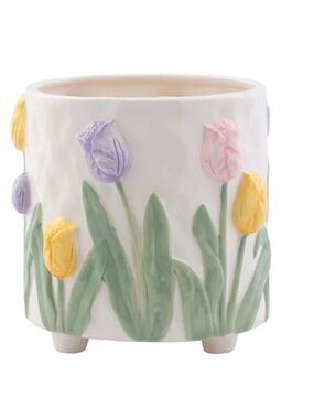 Pastel Ceramic Footed Tulip Planter- Large